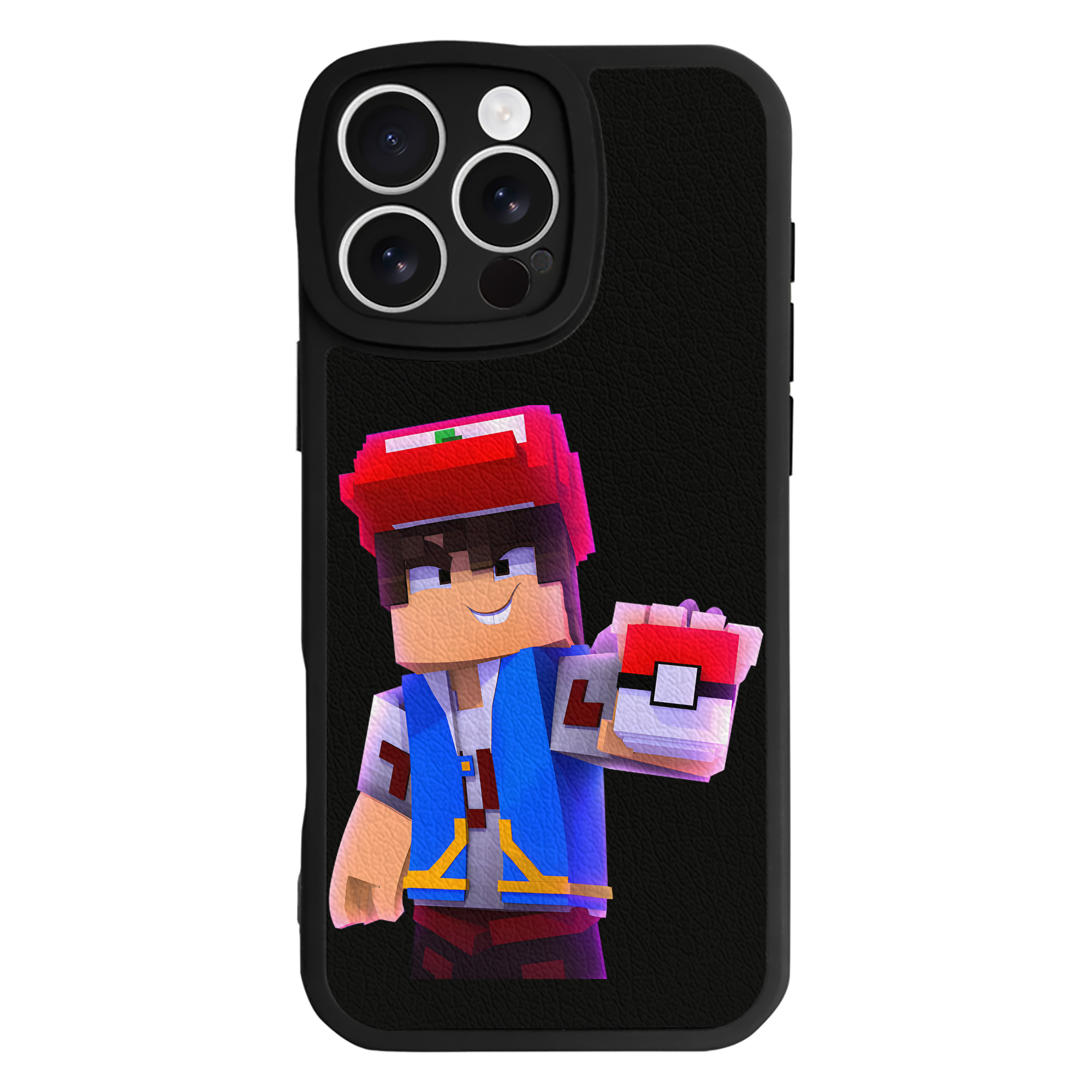 （画像用） マインクラフト ブロックの世界 Minecraft MC Block world 【iPhone 16シリーズ対応】シリコンスマホケース（レザー調） 材質：シリコン